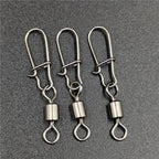 50pcs/lot Fishing Connector  2# 4# 6# 8# 10# Pin Bearing Rolling Swivel Stainless Steel With Snap Fishhook Lure Tackle