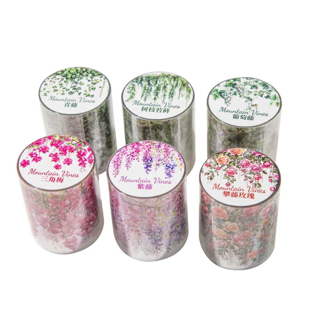 JIANWU 50mm*200cm Mountain Vines Series Vintage Plant Flower Landscaping Material Collage PET Tape Creative Journal Stationery