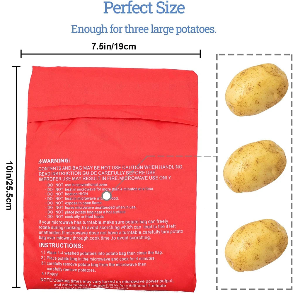 1/4PCS Reusable Express Microwave Potato Bag Saving Time Baking Fabric 4 Minutes Pouch Bag for Any Type of Potatoes Express Bake
