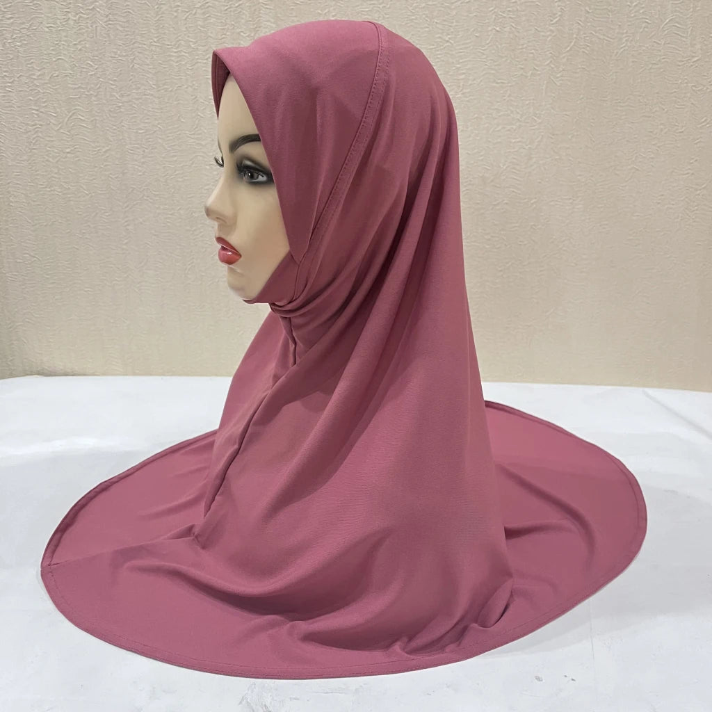H302 Teenage girls Plain muslim hijab with chin part top quality amira pull on islamic scarf hot sell headscarf ramadan pray hat