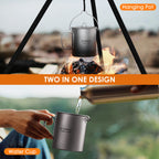 TOMSHOO Ultralight 750ml Titanium Pot Portable Titanium Water Mug Cup with Lid and Foldable Handle Outdoor Camping Cooking