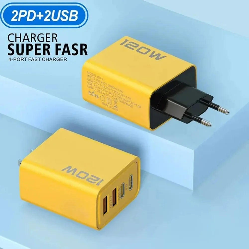 120W PD USB Charger Type C Fast Charging Mobile Phone Adapter For iPhone Samsung Xiaomi Quick Charge 3.0 EU/US Plug Wall Charger