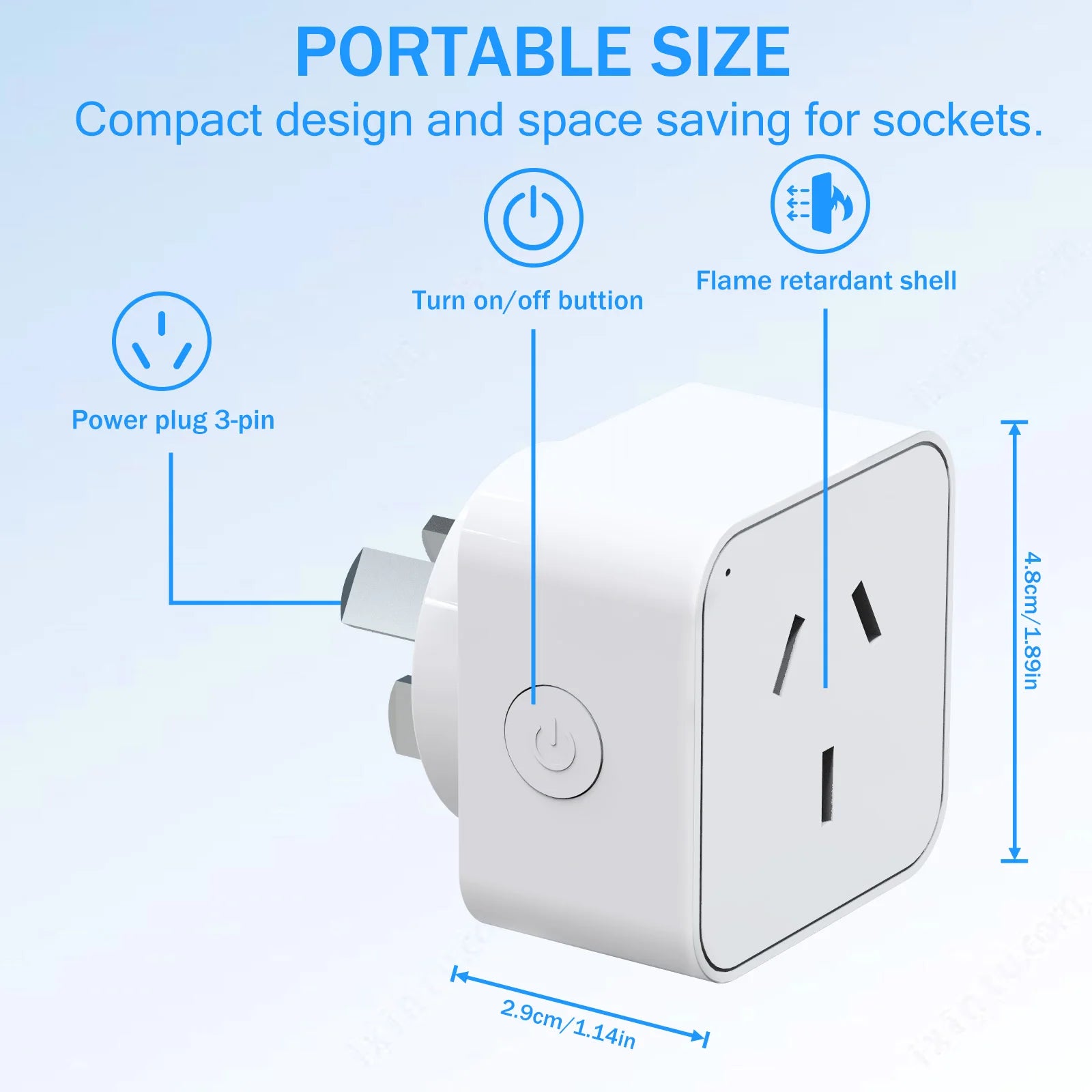 AU smart WiFi plug and socket, with energy monitor, voice control Alexa/ Google, remote control and timer 2.4GH 16A