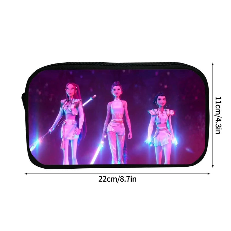 Large Capacity Demon Hunter Pencil Case Cartoon Stationery Organizer Pouch Back to School Pen Bag Makeup Bag Supplies