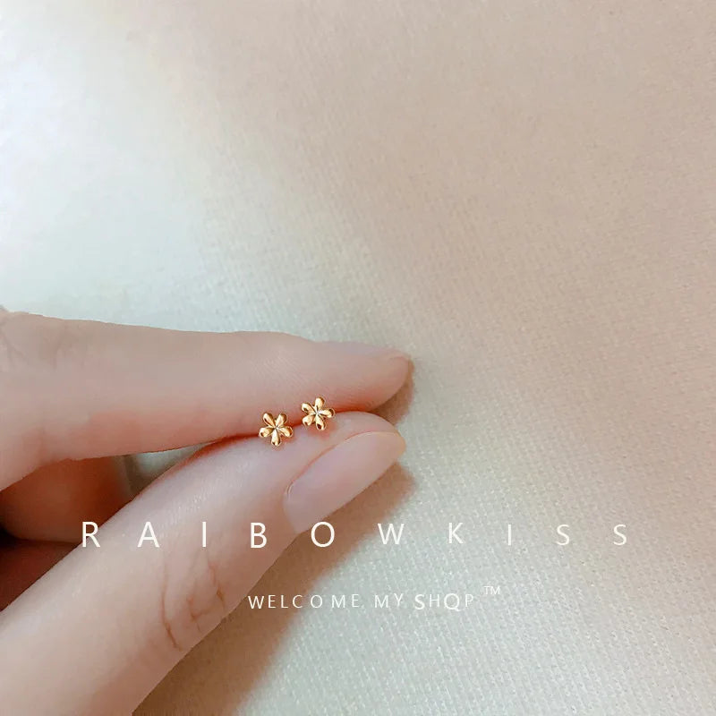 Metal Gold Color Multiple Styles Small Stud Earrings for Women Korean Jewelry Fashion Daily Wear Teen Earrings Jewelry Gift