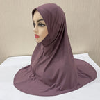 H302 Teenage girls Plain muslim hijab with chin part top quality amira pull on islamic scarf hot sell headscarf ramadan pray hat