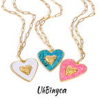 Big Bohemian Heart Pendant - 18K Gold Plated Stainless steel Statement Necklace, Bold Personality Jewelry for Women