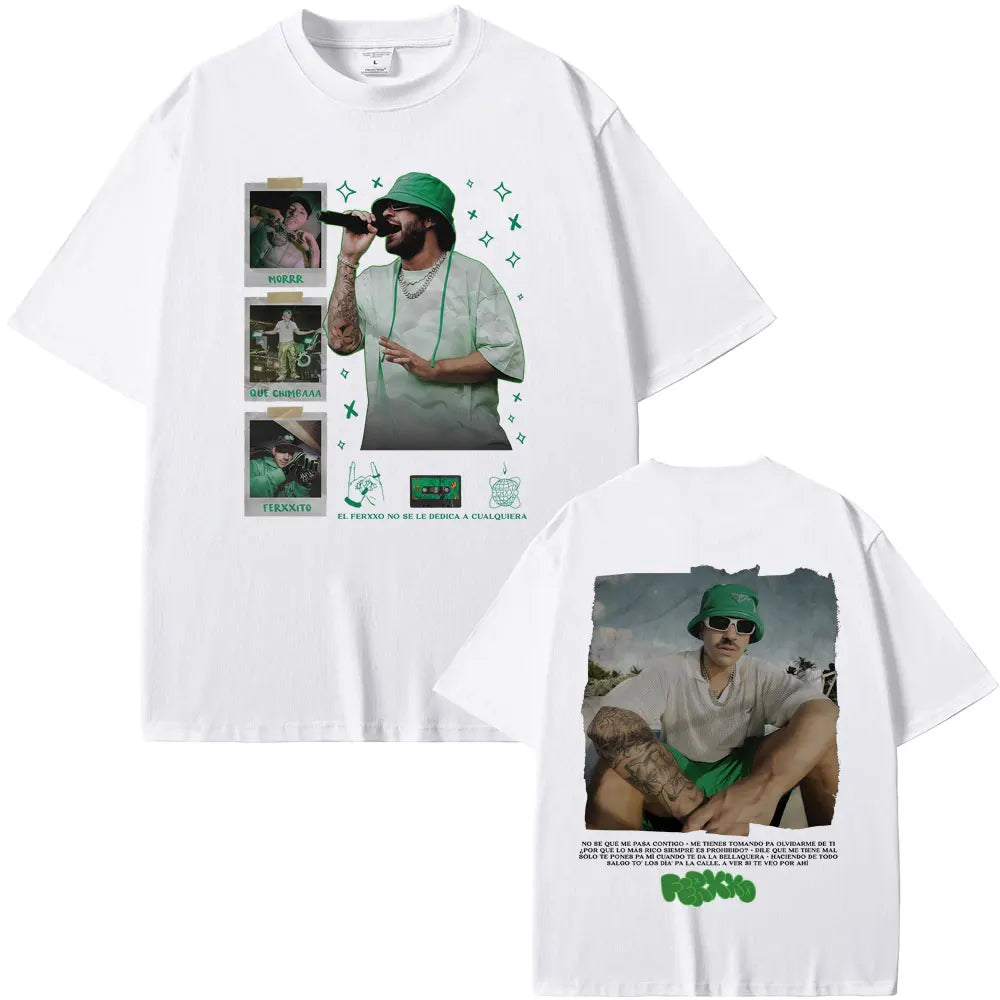 Rapper Feid Ferxxo Ferxxocalipsis World Tour T-shirt Men Women Hip Hop Fashion Pop Music T Shirt Mens Retro Oversized Streetwear
