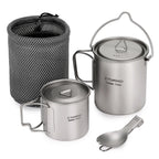 TOMSHOO Ultralight 750ml Titanium Pot Portable Titanium Water Mug Cup with Lid and Foldable Handle Outdoor Camping Cooking