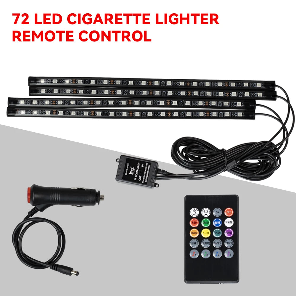 RGB Automotive Atmosphere Decorative Lamp Led Interior Light Strip Car Foot Ambient Lights with USB Cigarette with Remote Voice