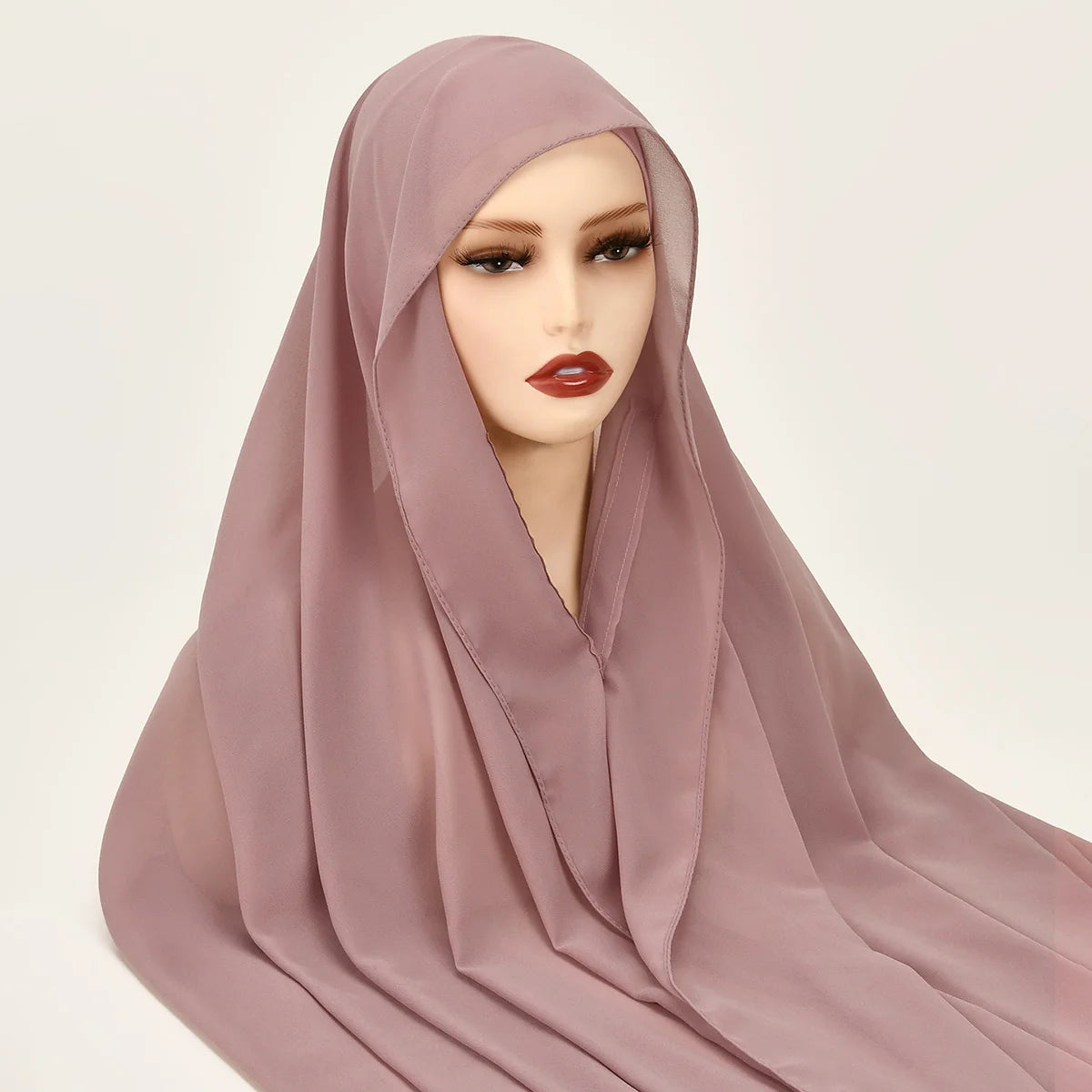 Newest Instant Chiffon Hijab With Magnetic Buckle Solid Color Woman Muslim Hijab Scarf Islamic Turban Fashion Headband Shawl