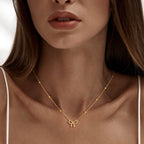 Vnox Sweet Bowknot Necklaces Finger Band Ear Jewelry, Gold Plated Simple Metal Knot Collar, Fashion Gift to Mom Girlfriend