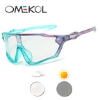 OMEKOL Brand New Photochromic Cycling Sunglasses Men Women Outdoor Sports Mountain Bike Bicycle Eyewear MTB Baseball Glasses