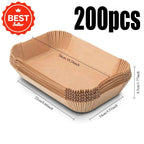 Extra Large Rectangular Paper Air Fryer Liners - Non-Stick, Easy Clean, Space Saving, Oven Safe, Disposable Paper Baskets And Bo