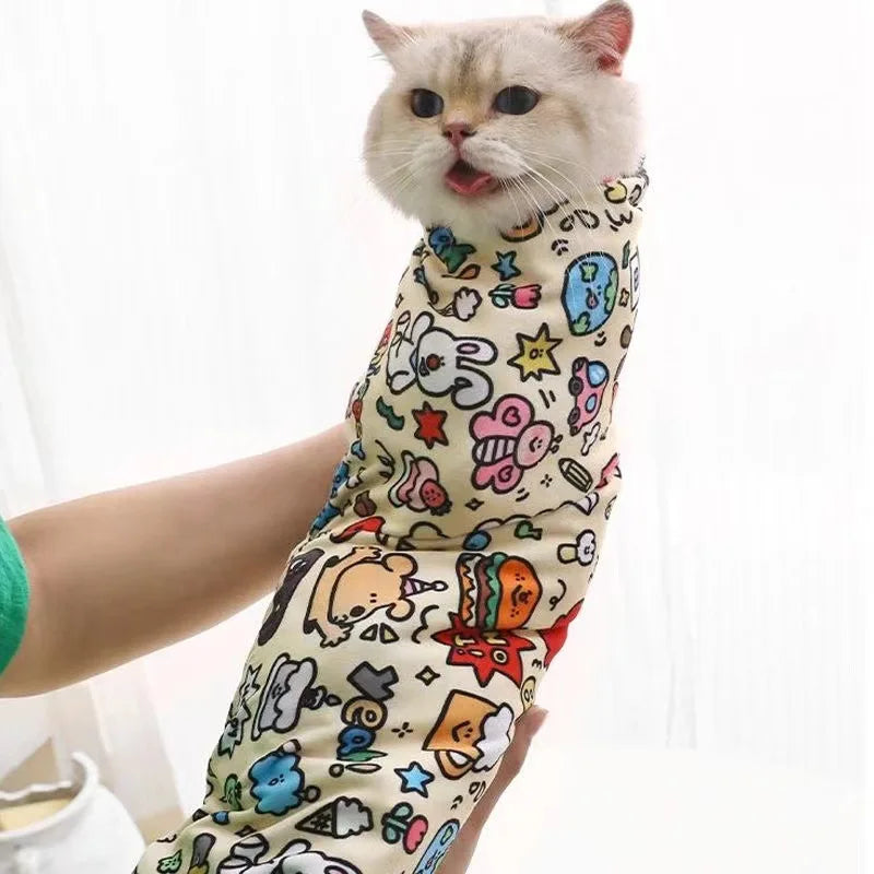 Pet Fixed Cloth Pet Wrap Cat Wrap Grooming Nail Clippers Injections Self-adhesive Anti Bite Scratch Anti Escape Restraint Bag