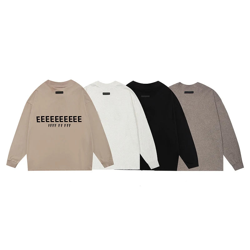 2025 Autumn T shirt Classic Brand Double Line Letter Print Long Sleeve T shirt Fashion Streetwear Cotton T shirt Crew Neck Tees