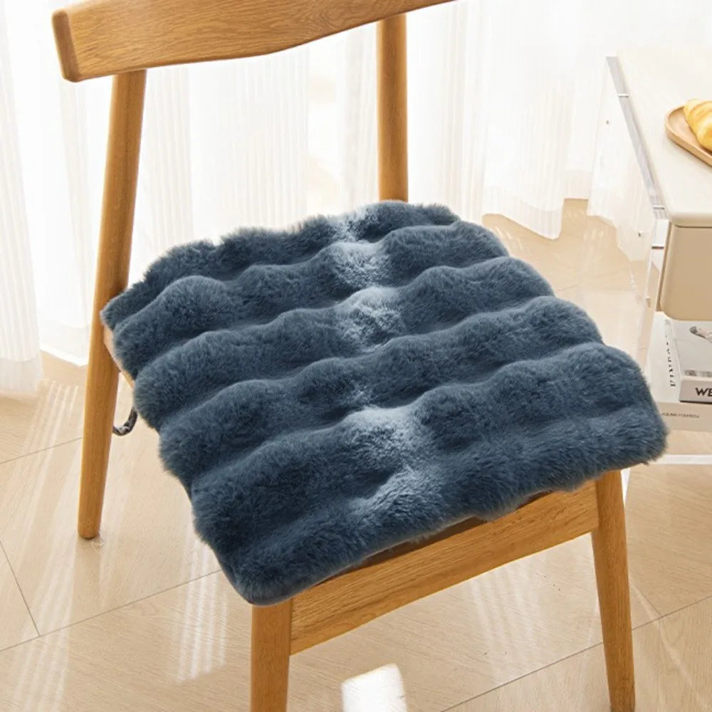 Warm Rabbit Plush Plush Chair Seat Non Slip Thickened Winter Chair Pads Square Chair Seat Pads Home