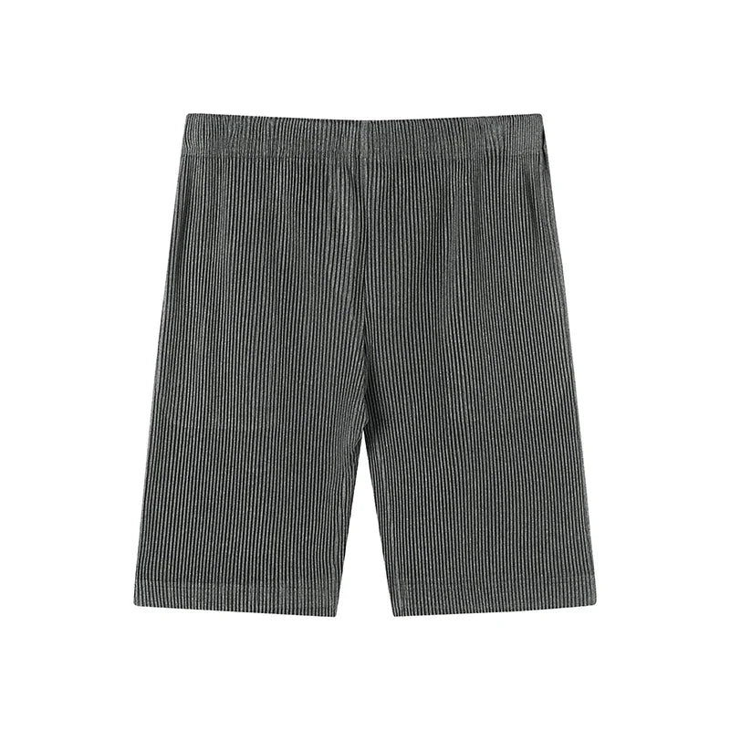 Miyake Pleated Shorts For Men Clothing Loose Casual Shorts Summer Clothes For Men Gym Sport Shorts Men Drawstring Pants