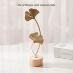 1pcs Golden Ginkgo Leaf Feather Metal Model Figurines Manual Desktop Crafts Ornaments Photo Props Statues Sculptures Home Decor