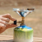 ‌Portable Windproof Camping Stove - Outdoor High Power LPG Gas Burner Integrated Cooking Cookware Stainless Steel 220g