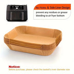 Extra Large Rectangular Paper Air Fryer Liners - Non-Stick, Easy Clean, Space Saving, Oven Safe, Disposable Paper Baskets And Bo