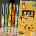 5pcs Pikachu Gel Pen Set Pokemon Ballpoint Pen Cartoon Printing Writing Pen Students Stationery Office Supplies for Kids Gift