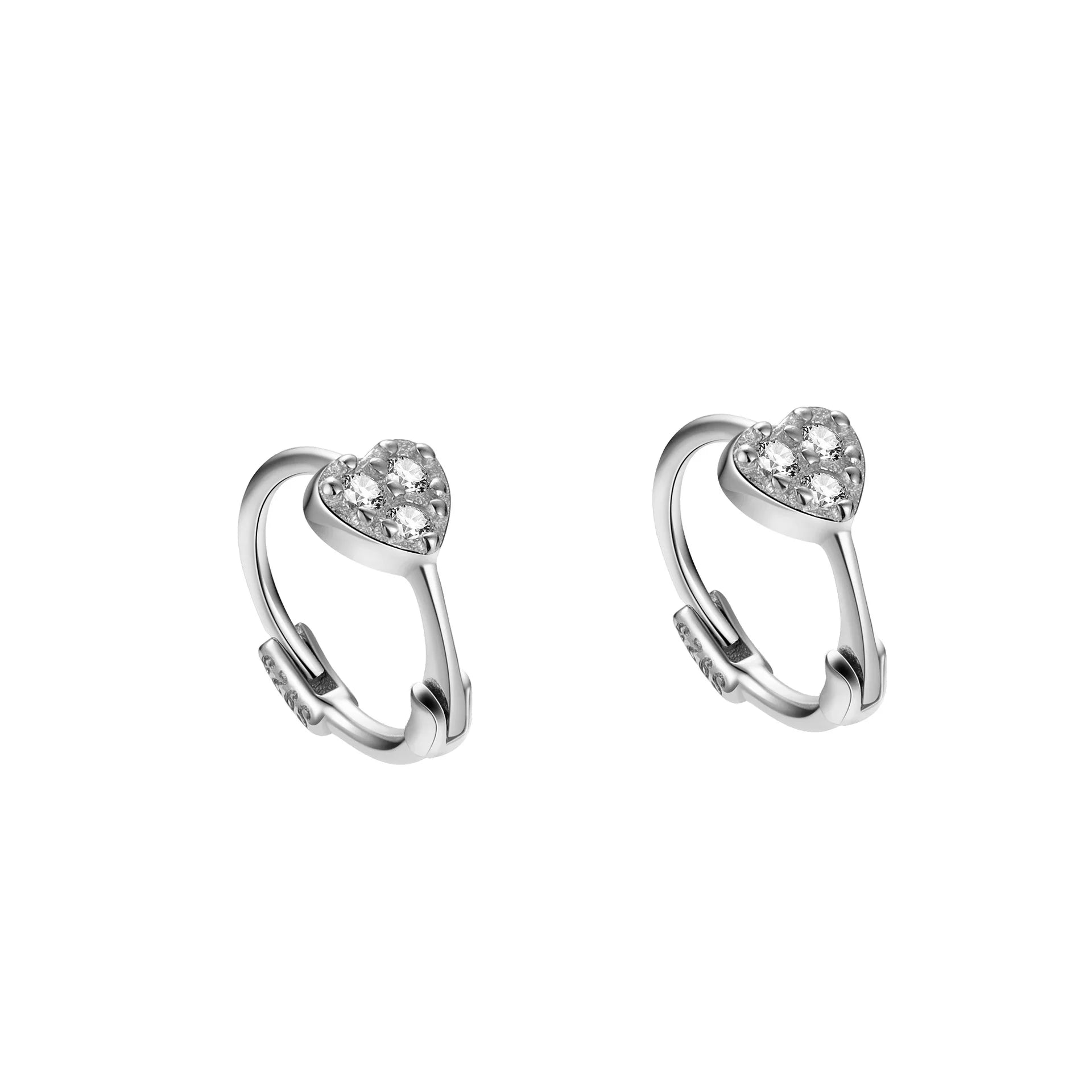 Authentic S925 Sterling Silver Heart Zircon Earrings for Women Sweet Exquisite Design Fashion Jewelry