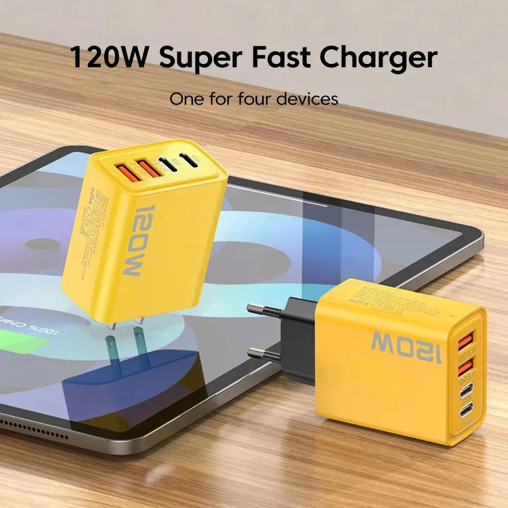 120W PD USB Charger Type C Fast Charging Mobile Phone Adapter For iPhone Samsung Xiaomi Quick Charge 3.0 EU/US Plug Wall Charger