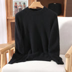 Women's 100% Mink Cashmere Sweater Crewneck Pullover Sweater Fleece Knitted Premium Clothing Winter Warm Long Sleeve Pullover
