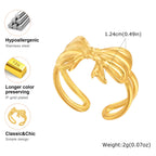Vnox Sweet Bowknot Necklaces Finger Band Ear Jewelry, Gold Plated Simple Metal Knot Collar, Fashion Gift to Mom Girlfriend