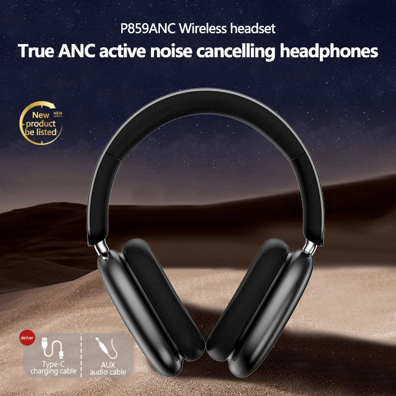 New Bluetooth 5.3 Ultra Long Endurance Head mounted Wireless Bluetooth Earphones ANC Deep Noise Reduction Rotary Button