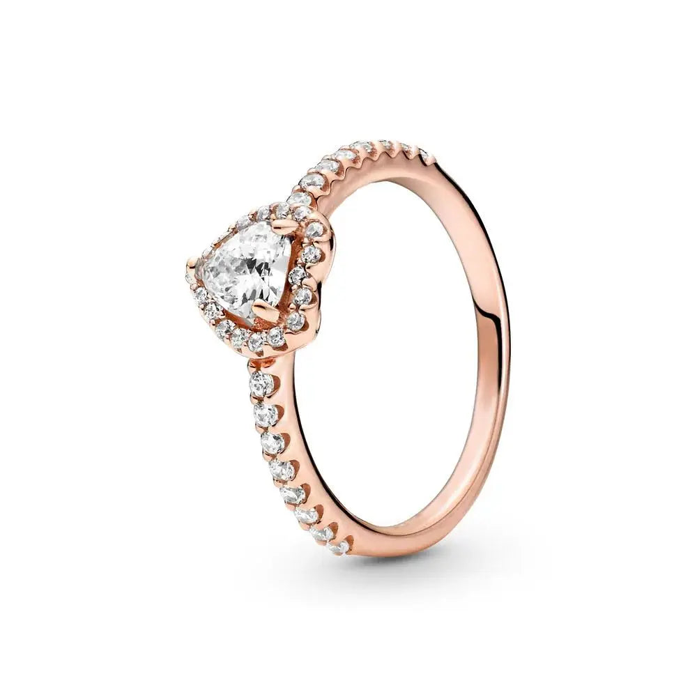 Hot Selling Original Rings Red Pink Heart Zircon Ring Size 6 7 8 9 Wedding Fashion High Jewelry Gifts for Women